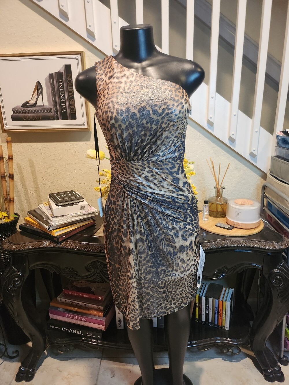 SHO by Tadashi Shoji one-shoulder shift dress size XXS NEW - Picture 3 of 6